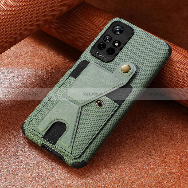 Ultra-thin Silicone Gel Soft Case Cover with Magnetic S05D for Xiaomi Redmi Note 11 5G Gold