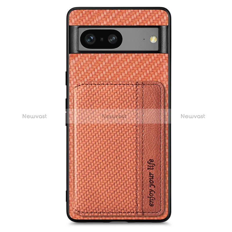 Ultra-thin Silicone Gel Soft Case Cover with Magnetic S06D for Google Pixel 7a 5G Brown