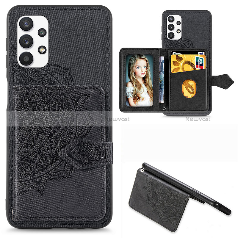 Ultra-thin Silicone Gel Soft Case Cover with Magnetic S06D for Samsung Galaxy A32 5G Black