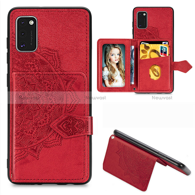 Ultra-thin Silicone Gel Soft Case Cover with Magnetic S06D for Samsung Galaxy A41 Red