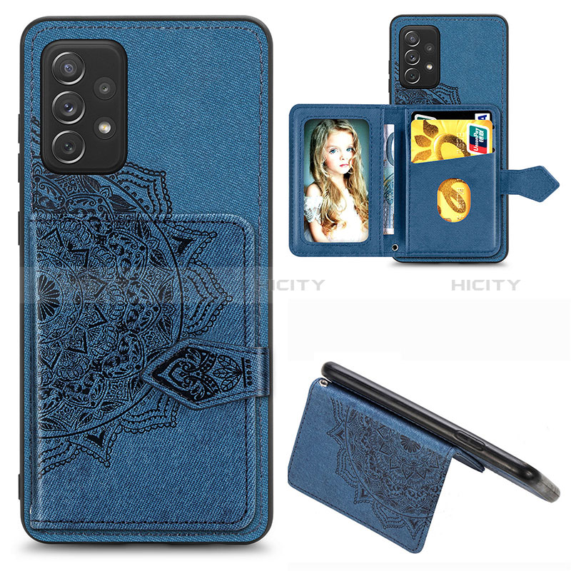 Ultra-thin Silicone Gel Soft Case Cover with Magnetic S06D for Samsung Galaxy A72 5G Blue