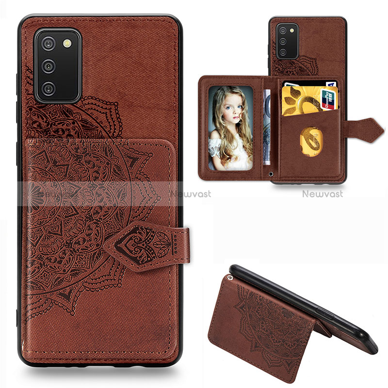 Ultra-thin Silicone Gel Soft Case Cover with Magnetic S06D for Samsung Galaxy F02S SM-E025F Brown