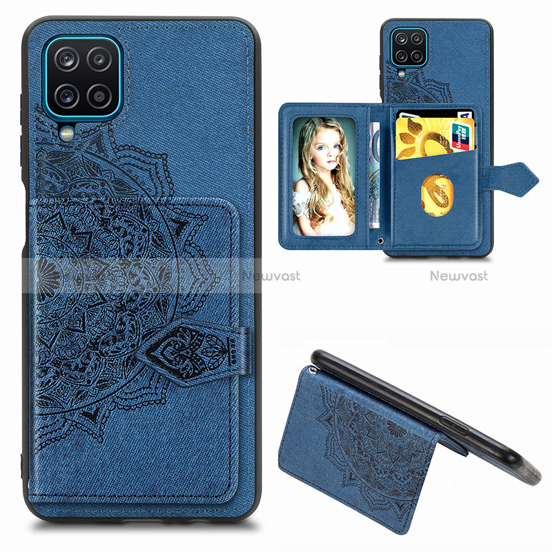 Ultra-thin Silicone Gel Soft Case Cover with Magnetic S06D for Samsung Galaxy M12 Blue