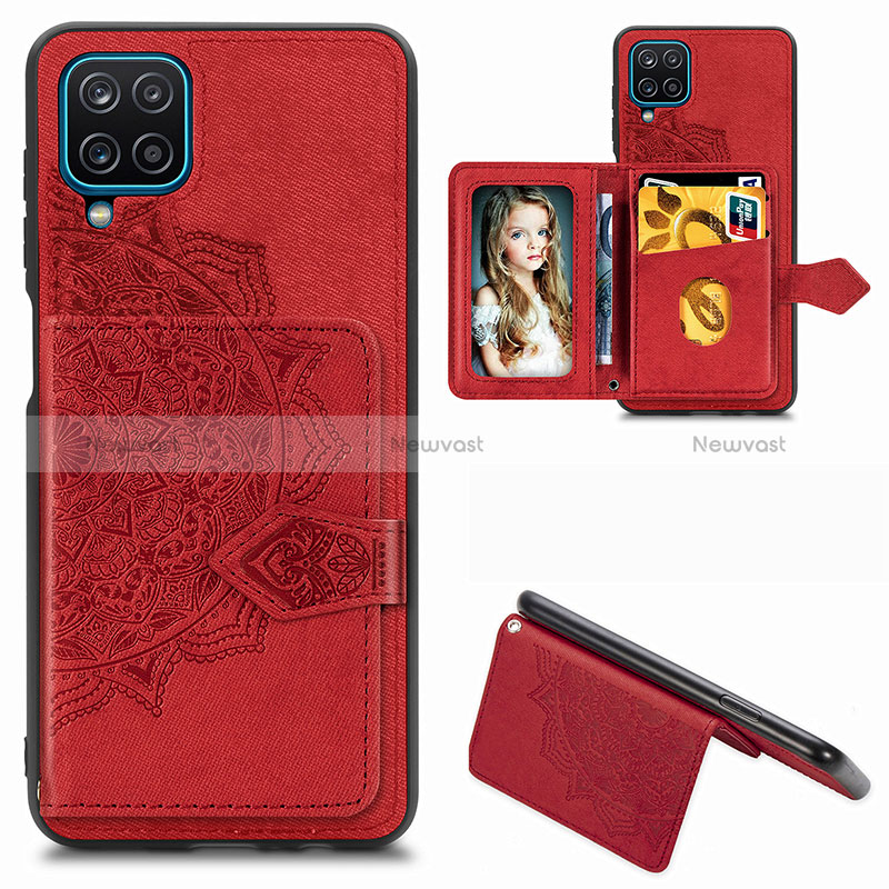 Ultra-thin Silicone Gel Soft Case Cover with Magnetic S06D for Samsung Galaxy M12 Red