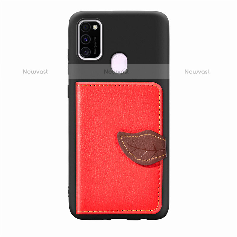 Ultra-thin Silicone Gel Soft Case Cover with Magnetic S06D for Samsung Galaxy M21 Red