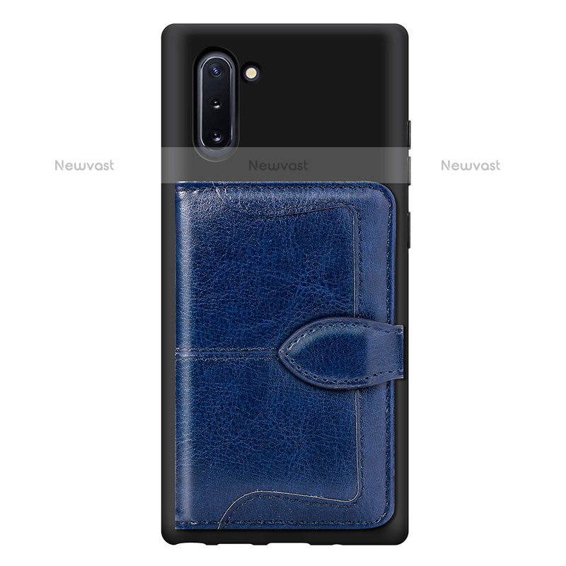 Ultra-thin Silicone Gel Soft Case Cover with Magnetic S06D for Samsung Galaxy Note 10 5G Blue