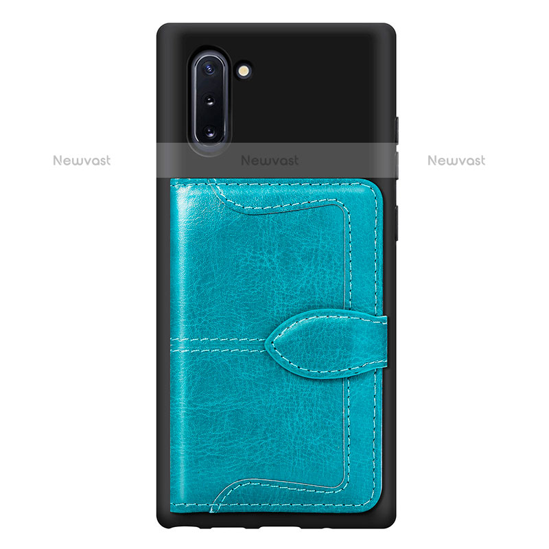 Ultra-thin Silicone Gel Soft Case Cover with Magnetic S06D for Samsung Galaxy Note 10 5G Cyan