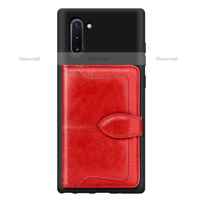 Ultra-thin Silicone Gel Soft Case Cover with Magnetic S06D for Samsung Galaxy Note 10 5G Red