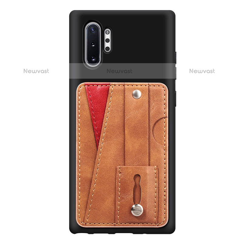 Ultra-thin Silicone Gel Soft Case Cover with Magnetic S06D for Samsung Galaxy Note 10 Plus 5G Brown