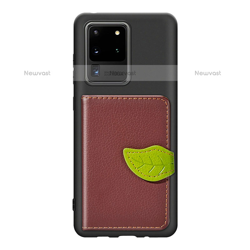 Ultra-thin Silicone Gel Soft Case Cover with Magnetic S06D for Samsung Galaxy S20 Ultra Brown