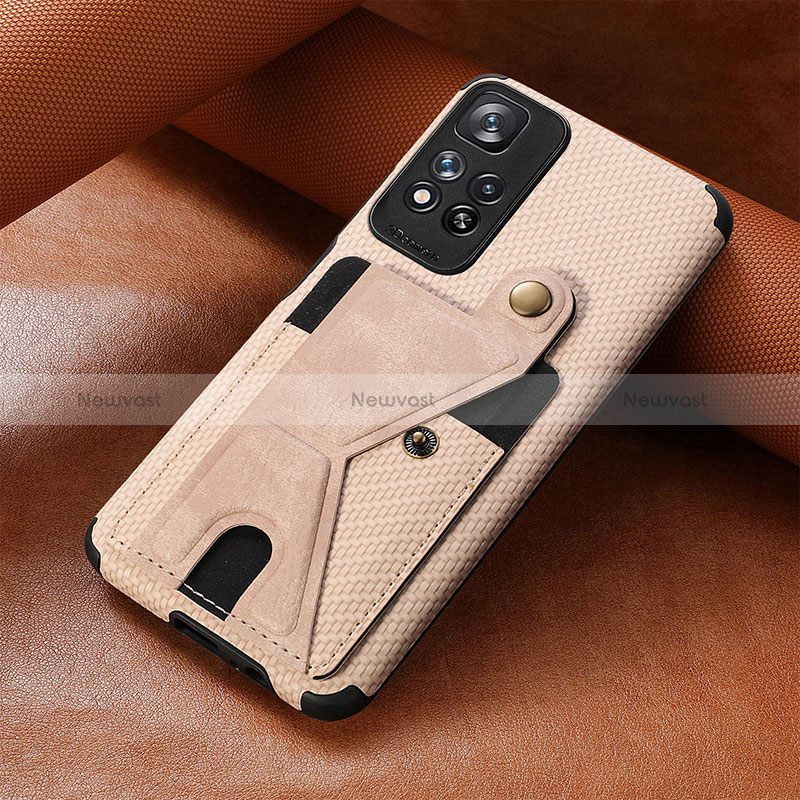 Ultra-thin Silicone Gel Soft Case Cover with Magnetic S06D for Xiaomi Poco X4 NFC Gold