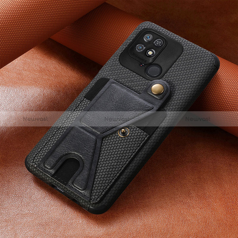 Ultra-thin Silicone Gel Soft Case Cover with Magnetic S06D for Xiaomi Redmi 10 Power Black