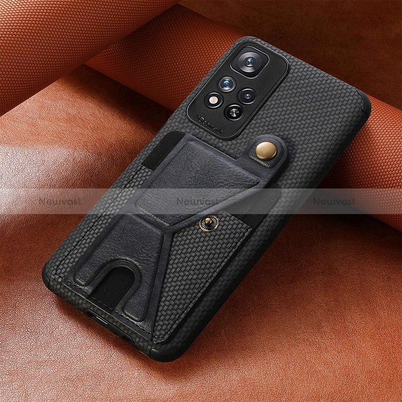 Ultra-thin Silicone Gel Soft Case Cover with Magnetic S06D for Xiaomi Redmi Note 11 Pro+ Plus 5G Black