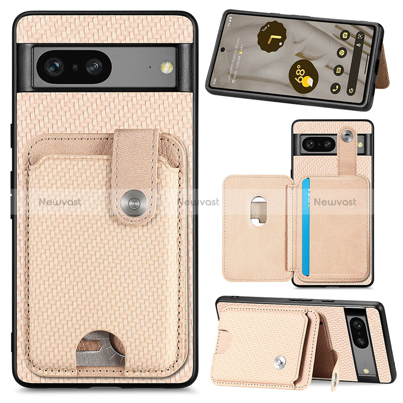 Ultra-thin Silicone Gel Soft Case Cover with Magnetic S07D for Google Pixel 7a 5G Gold