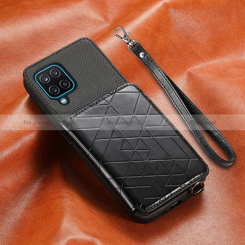 Ultra-thin Silicone Gel Soft Case Cover with Magnetic S07D for Samsung Galaxy A12 Nacho Black