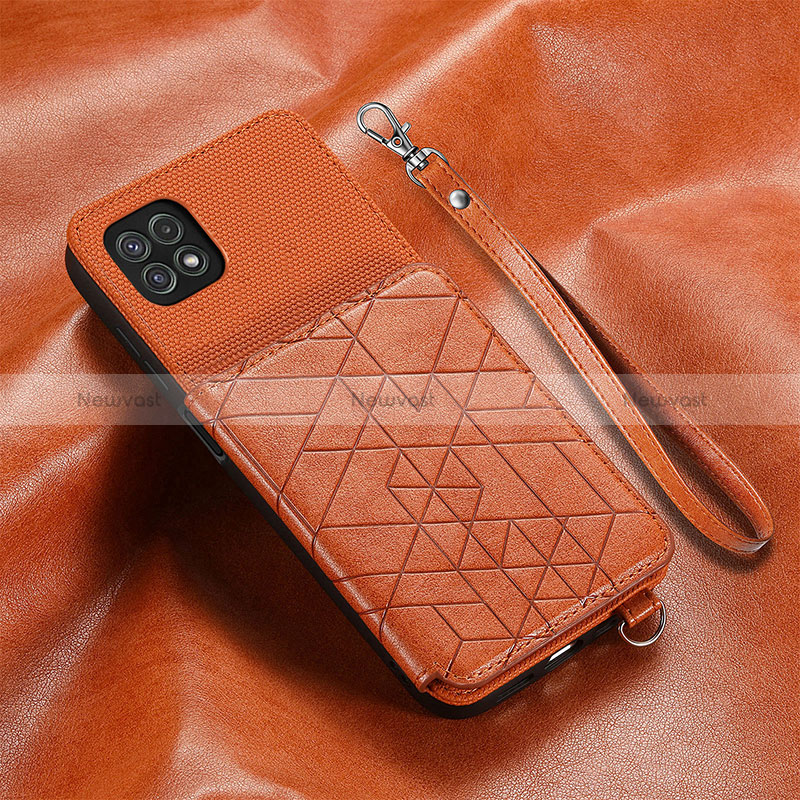 Ultra-thin Silicone Gel Soft Case Cover with Magnetic S07D for Samsung Galaxy A22s 5G Brown