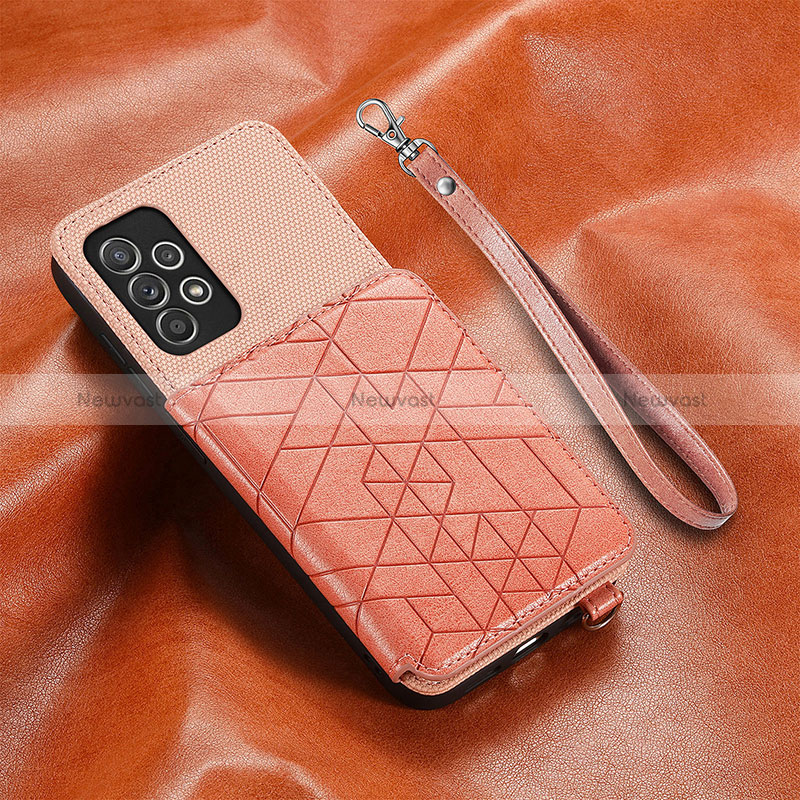 Ultra-thin Silicone Gel Soft Case Cover with Magnetic S07D for Samsung Galaxy A52s 5G Pink