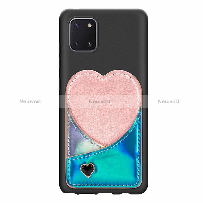 Ultra-thin Silicone Gel Soft Case Cover with Magnetic S07D for Samsung Galaxy A81 Blue