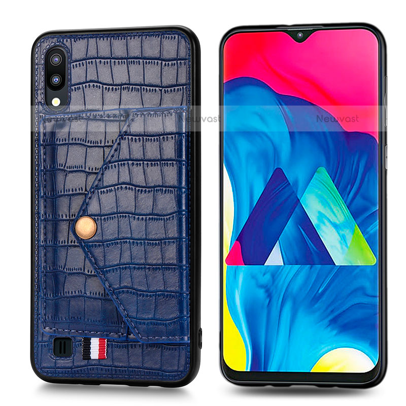 Ultra-thin Silicone Gel Soft Case Cover with Magnetic S07D for Samsung Galaxy M10 Blue