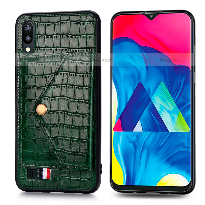 Ultra-thin Silicone Gel Soft Case Cover with Magnetic S07D for Samsung Galaxy M10 Green