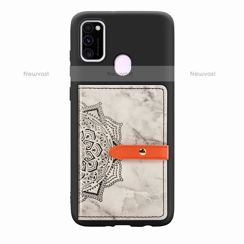 Ultra-thin Silicone Gel Soft Case Cover with Magnetic S07D for Samsung Galaxy M21 Gray