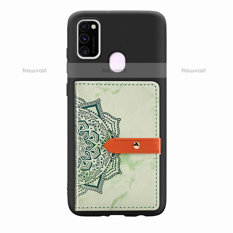 Ultra-thin Silicone Gel Soft Case Cover with Magnetic S07D for Samsung Galaxy M21 Green