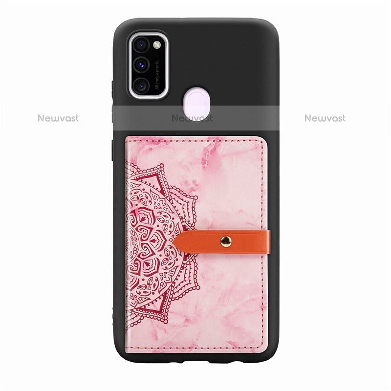 Ultra-thin Silicone Gel Soft Case Cover with Magnetic S07D for Samsung Galaxy M21 Pink