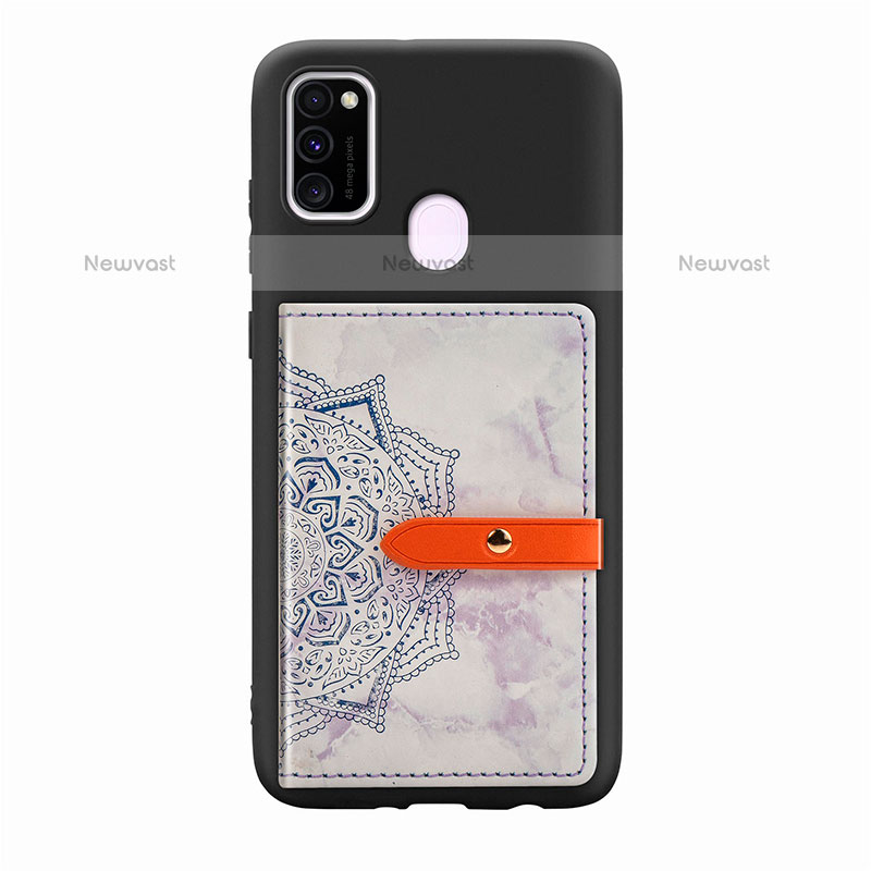 Ultra-thin Silicone Gel Soft Case Cover with Magnetic S07D for Samsung Galaxy M21 Purple