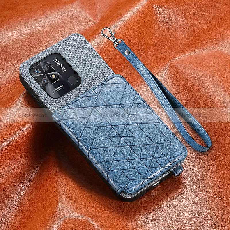 Ultra-thin Silicone Gel Soft Case Cover with Magnetic S07D for Xiaomi Redmi 10 Power Blue