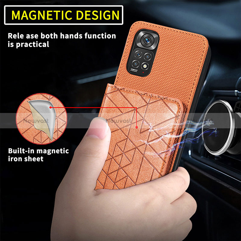 Ultra-thin Silicone Gel Soft Case Cover with Magnetic S07D for Xiaomi Redmi Note 11 4G (2022)