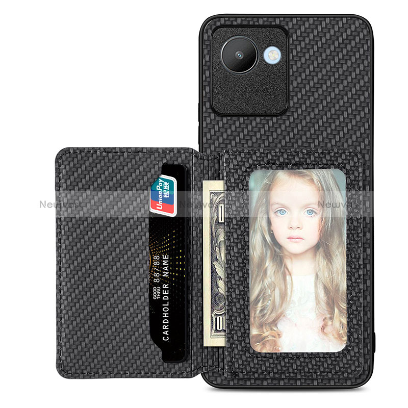 Ultra-thin Silicone Gel Soft Case Cover with Magnetic S08D for Realme C30 Black