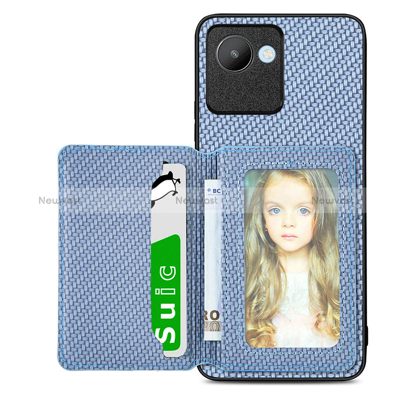 Ultra-thin Silicone Gel Soft Case Cover with Magnetic S08D for Realme Narzo 50i Prime Blue