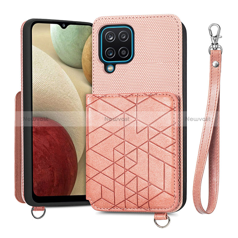 Ultra-thin Silicone Gel Soft Case Cover with Magnetic S08D for Samsung Galaxy A12 Nacho Pink