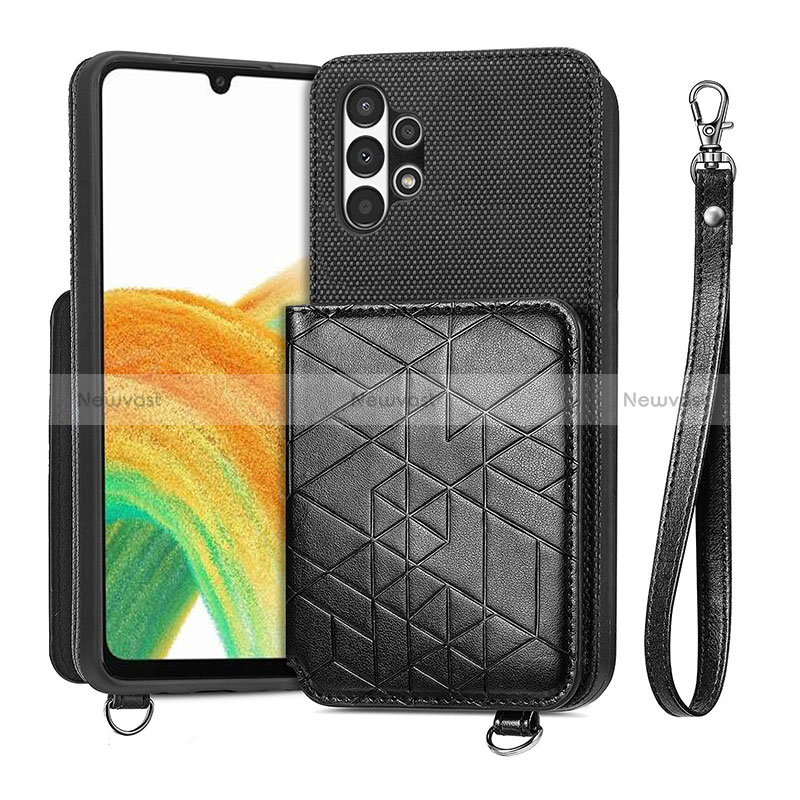 Ultra-thin Silicone Gel Soft Case Cover with Magnetic S08D for Samsung Galaxy A13 4G Black