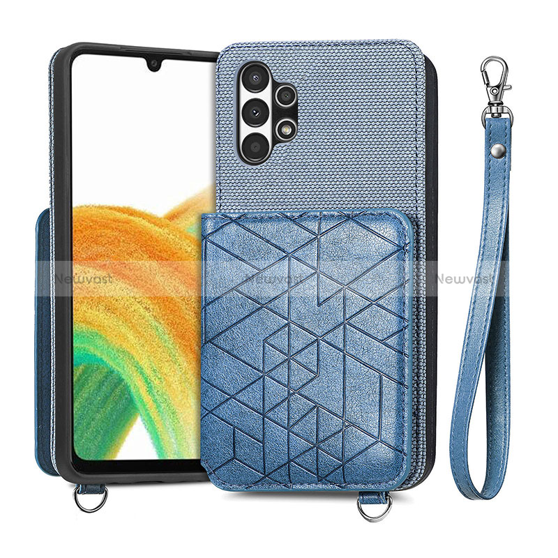Ultra-thin Silicone Gel Soft Case Cover with Magnetic S08D for Samsung Galaxy A13 4G Blue