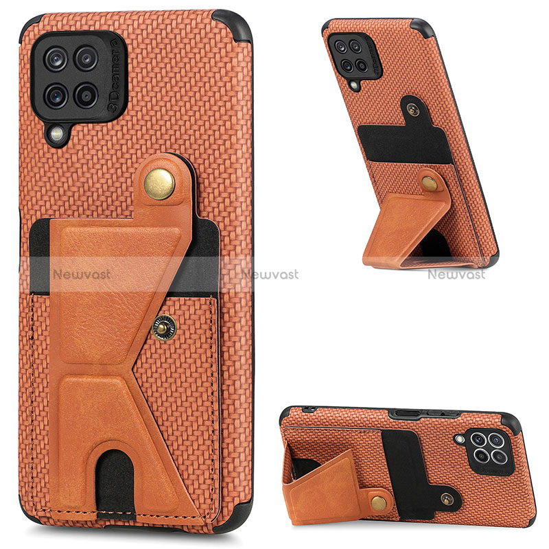 Ultra-thin Silicone Gel Soft Case Cover with Magnetic S08D for Samsung Galaxy A22 4G Brown