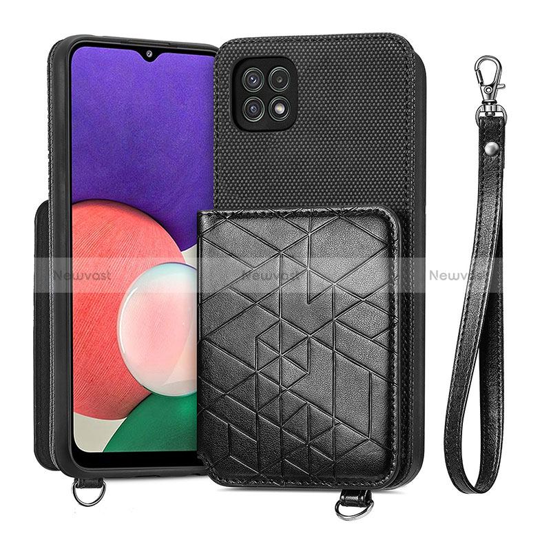 Ultra-thin Silicone Gel Soft Case Cover with Magnetic S08D for Samsung Galaxy A22 5G Black