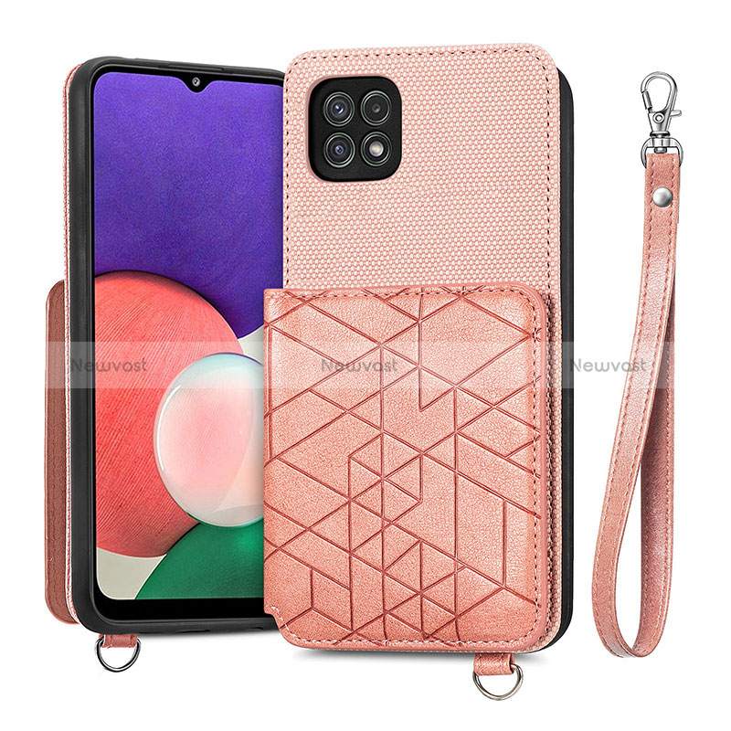 Ultra-thin Silicone Gel Soft Case Cover with Magnetic S08D for Samsung Galaxy A22 5G Pink