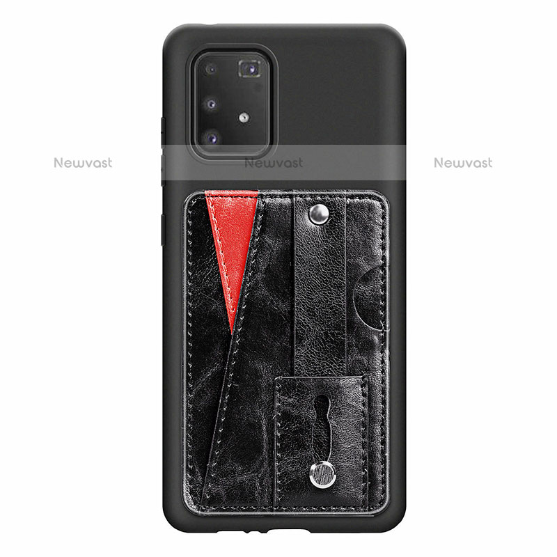 Ultra-thin Silicone Gel Soft Case Cover with Magnetic S08D for Samsung Galaxy A91 Black