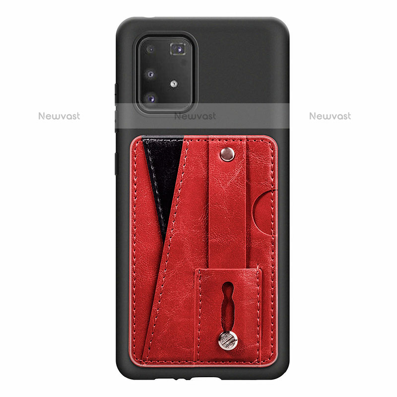 Ultra-thin Silicone Gel Soft Case Cover with Magnetic S08D for Samsung Galaxy A91 Red