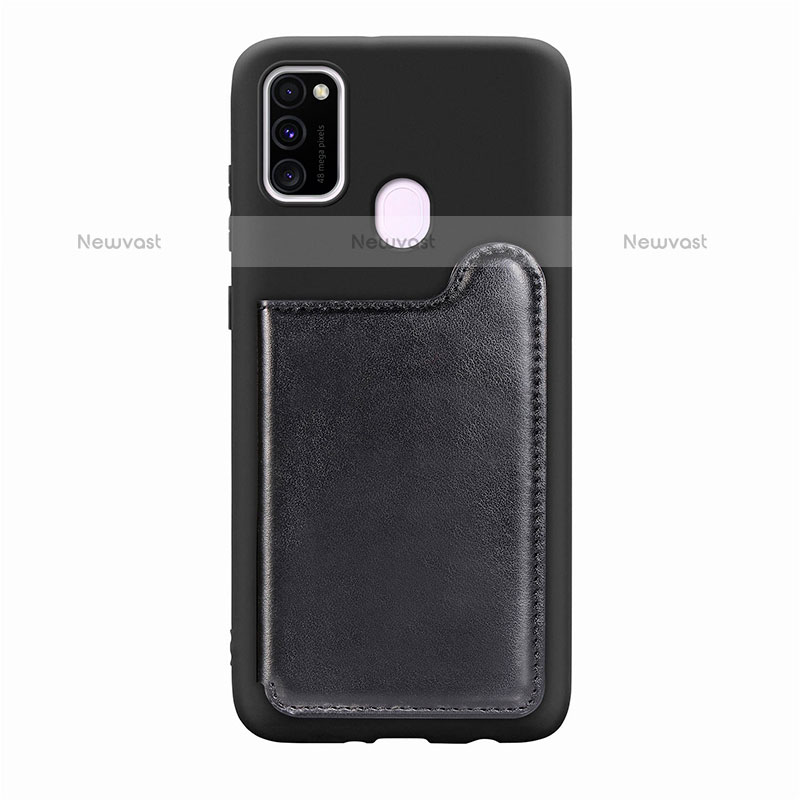 Ultra-thin Silicone Gel Soft Case Cover with Magnetic S08D for Samsung Galaxy M21 Black