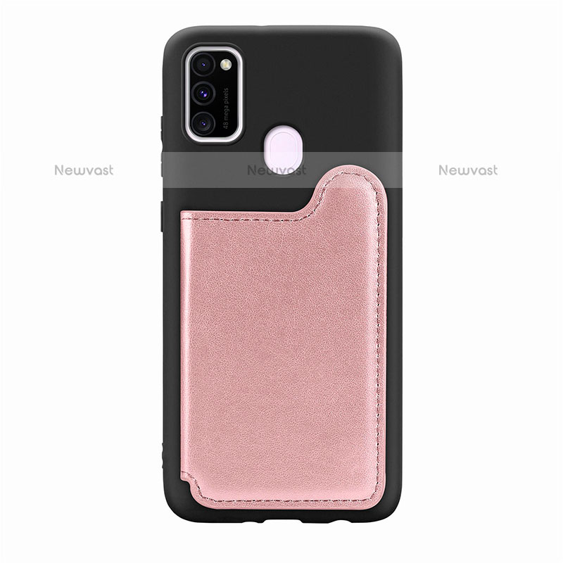 Ultra-thin Silicone Gel Soft Case Cover with Magnetic S08D for Samsung Galaxy M21 Rose Gold