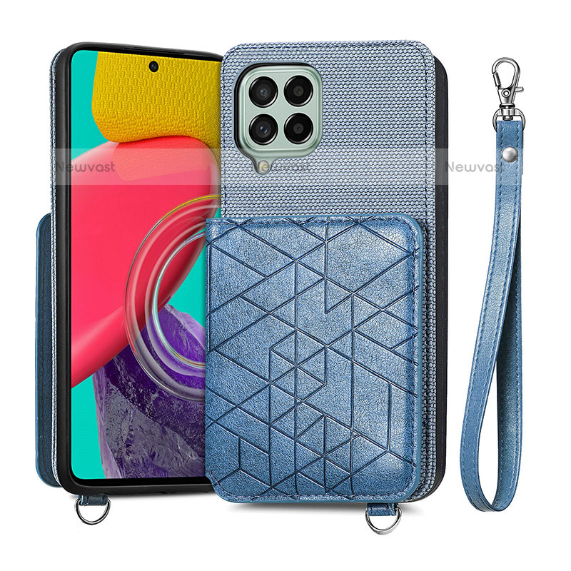 Ultra-thin Silicone Gel Soft Case Cover with Magnetic S08D for Samsung Galaxy M53 5G Blue