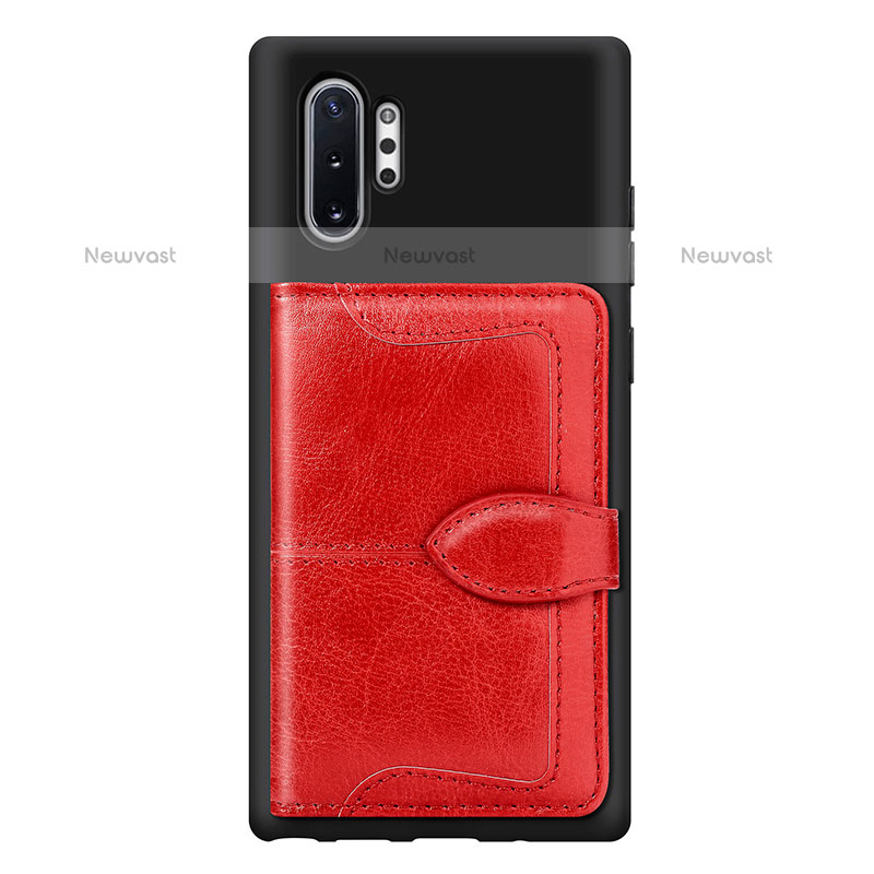 Ultra-thin Silicone Gel Soft Case Cover with Magnetic S08D for Samsung Galaxy Note 10 Plus 5G Red