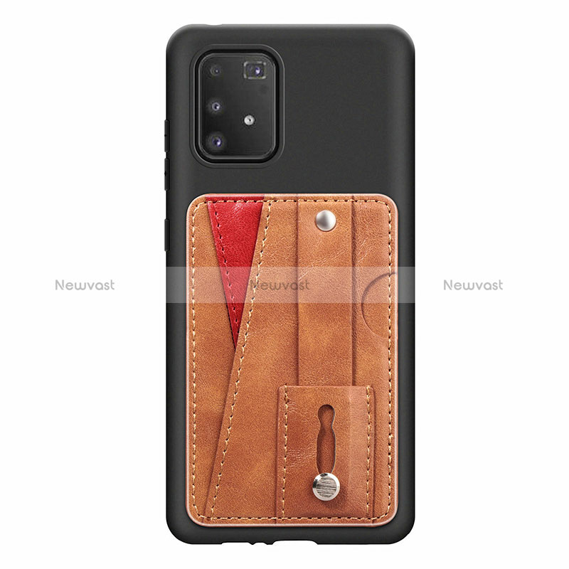 Ultra-thin Silicone Gel Soft Case Cover with Magnetic S08D for Samsung Galaxy S10 Lite Brown