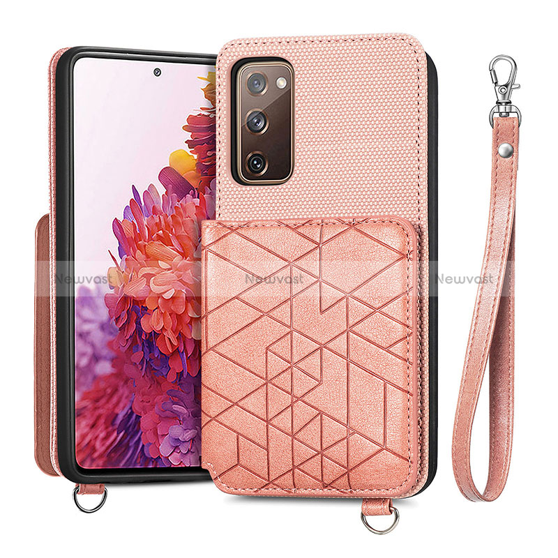 Ultra-thin Silicone Gel Soft Case Cover with Magnetic S08D for Samsung Galaxy S20 FE 5G Pink