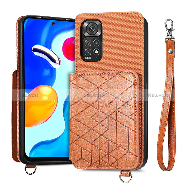 Ultra-thin Silicone Gel Soft Case Cover with Magnetic S08D for Xiaomi Redmi Note 11 4G (2022) Brown