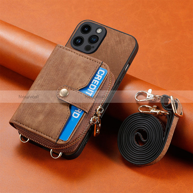 Ultra-thin Silicone Gel Soft Case Cover with Magnetic S09D for Apple iPhone 14 Pro Brown