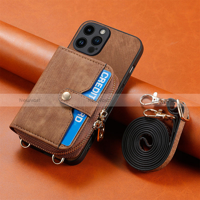 Ultra-thin Silicone Gel Soft Case Cover with Magnetic S09D for Apple iPhone 14 Pro Max Brown