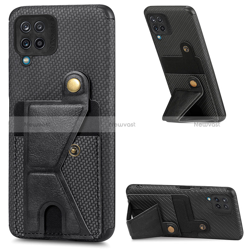 Ultra-thin Silicone Gel Soft Case Cover with Magnetic S09D for Samsung Galaxy A12 5G Black